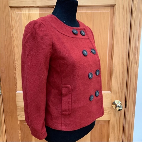 J. Crew Orange/Red Buttons Jacket, S. - Picture 6 of 7